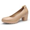 DREAM PAIRS Women’s Chunky Closed Toe Low Block Heels Work Pumps Comfortable Round Toe Dress Wedding Shoes(Nude)