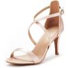 DREAM PAIRS Women’s Dolce Fashion Stilettos Open Toe Pump Heel Sandals(Champagne Satin)