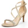 DREAM PAIRS Women’s Dolce Fashion Stilettos Open Toe Pump Heel Sandals(Gold-rhinestone)
