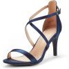 DREAM PAIRS Women’s Dolce Fashion Stilettos Open Toe Pump Heel Sandals(Navy Satin)