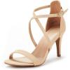 DREAM PAIRS Women’s Dolce Fashion Stilettos Open Toe Pump Heel Sandals(Nude Nubuck)