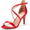 DREAM PAIRS Women’s Dolce Fashion Stilettos Open Toe Pump Heel Sandals(Red Satin)