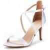 DREAM PAIRS Women’s Dolce Fashion Stilettos Open Toe Pump Heel Sandals(White Satin)