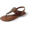 DREAM PAIRS Women’s Elastic Strappy String Thong Ankle Strap Summer Gladiator Sandals(Brown)