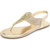 DREAM PAIRS Women’s Elastic Strappy String Thong Ankle Strap Summer Gladiator Sandals(Gold)
