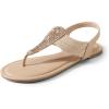 DREAM PAIRS Women’s Elastic Strappy String Thong Ankle Strap Summer Gladiator Sandals(Nude)