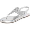 DREAM PAIRS Women’s Elastic Strappy String Thong Ankle Strap Summer Gladiator Sandals(Silver)