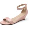 DREAM PAIRS Women’s Ingrid Ankle Strap Low Wedge Sandal(Blush/Pat)