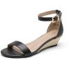 DREAM PAIRS Women’s Ingrid Ankle Strap Low Wedge Sandal(Espadrilles/Black/Pu)