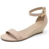 DREAM PAIRS Women’s Ingrid Ankle Strap Low Wedge Sandal(Espadrilles/Nude/Suede)