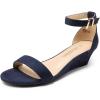 DREAM PAIRS Women’s Ingrid Ankle Strap Low Wedge Sandal(Navy-suede-1)