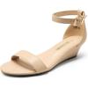 DREAM PAIRS Women’s Ingrid Ankle Strap Low Wedge Sandal(Nude-pu-1)