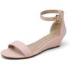 DREAM PAIRS Women’s Ingrid Ankle Strap Low Wedge Sandal(Pink/Suede)