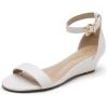 DREAM PAIRS Women’s Ingrid Ankle Strap Low Wedge Sandal(White/Pu-2)