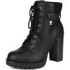 DREAM PAIRS Women’s Lace up Combat Ankle Boots High Chunky Heel Fashion Heeled Booties Shoes(Black)