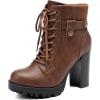 DREAM PAIRS Women’s Lace up Combat Ankle Boots High Chunky Heel Fashion Heeled Booties Shoes(Tan)