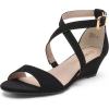 DREAM PAIRS Women’s Low Wedge Sandals Ankle Strap Heel Sandal Open Toe Wide Dress Summer Shoes(Black_nubuck)