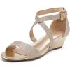 DREAM PAIRS Women’s Low Wedge Sandals Ankle Strap Heel Sandal Open Toe Wide Dress Summer Shoes(Gold)