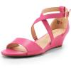 DREAM PAIRS Women’s Low Wedge Sandals Ankle Strap Heel Sandal Open Toe Wide Dress Summer Shoes(Hot Pink-pu)