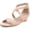 DREAM PAIRS Women’s Low Wedge Sandals Ankle Strap Heel Sandal Open Toe Wide Dress Summer Shoes(Nude_nubuck)
