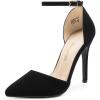 DREAM PAIRS Women’s Oppointed-Lacey Pointed Toe Ankle Strap High Heel Stiletto Pumps Wedding Dress Shoes(Black/Nubuck)
