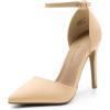 DREAM PAIRS Women’s Oppointed-Lacey Pointed Toe Ankle Strap High Heel Stiletto Pumps Wedding Dress Shoes(Nude/Nubuck)