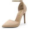 DREAM PAIRS Women’s Oppointed-Lacey Pointed Toe Ankle Strap High Heel Stiletto Pumps Wedding Dress Shoes(Nude/Suede)