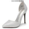 DREAM PAIRS Women’s Oppointed-Lacey Pointed Toe Ankle Strap High Heel Stiletto Pumps Wedding Dress Shoes(Silver/Glitter)