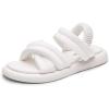 DREAM PAIRS Women’s SDFS2334W Women’s Strappy Flat Sandals Slip On Open Toe Comfot Slides for Summer White Size 9