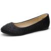 DREAM PAIRS Women’s Sole-Shine Rhinestone Ballet Flats Shoes(Black)