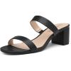 DREAM PAIRS Women’s Two Strap Open Toe Low Block Chunky Heels Sandals Dress Pumps Casual Summer Mules Shoes(Black/Pu)