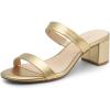 DREAM PAIRS Women’s Two Strap Open Toe Low Block Chunky Heels Sandals Dress Pumps Casual Summer Mules Shoes(Gold-pu)