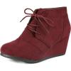DREAM PAIRS Women’s Wedge Boots Casual Fashion Lace Up Low Heel Ankle Booties Shoes(Burgundy)