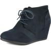 DREAM PAIRS Women’s Wedge Boots Casual Fashion Lace Up Low Heel Ankle Booties Shoes(Navy)