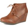 DREAM PAIRS Women’s Wedge Boots Casual Fashion Lace Up Low Heel Ankle Booties Shoes(Tan/Pu)