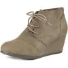 DREAM PAIRS Women’s Wedge Boots Casual Fashion Lace Up Low Heel Ankle Booties Shoes(Taupe)