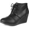DREAM PAIRS Women’s Wedge Boots Casual Fashion Lace Up Low Heel Ankle Booties Shoes(Tomson-black Pu)