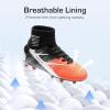 DREAM PAIRS Boys Girls Soccer Cleats Youth Firm Groud Outdoor Sport Athletic High Top Football Shoes for Little/Big Kid(Black/Grey/Orange)