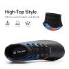 DREAM PAIRS Boys Girls Soccer Cleats Youth Firm Groud Outdoor Sport Athletic High Top Football Shoes for Little/Big Kid(Black/Royal Blue/Red)