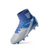 DREAM PAIRS Boys Girls Soccer Cleats Youth Firm Groud Outdoor Sport Athletic High Top Football Shoes for Little/Big Kid(Blue/White/Grey)