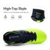 DREAM PAIRS Boys Girls Soccer Cleats Youth Firm Groud Outdoor Sport Athletic High Top Football Shoes for Little/Big Kid(Dark/Blue/Neon/Green)