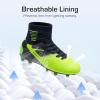 DREAM PAIRS Boys Girls Soccer Cleats Youth Firm Groud Outdoor Sport Athletic High Top Football Shoes for Little/Big Kid(Dark/Blue/Neon/Green)