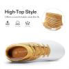 DREAM PAIRS Boys Girls Soccer Cleats Youth Firm Groud Outdoor Sport Athletic High Top Football Shoes for Little/Big Kid(Gold/White)