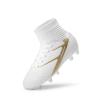 DREAM PAIRS Boys Girls Soccer Cleats Youth Firm Groud Outdoor Sport Athletic High Top Football Shoes for Little/Big Kid(White)