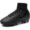 DREAM PAIRS Boys Girls Soccer Cleats Youth Firm Groud Outdoor Sport Athletic High Top Football Shoes for Little/Big Kid(Black Monochrome)