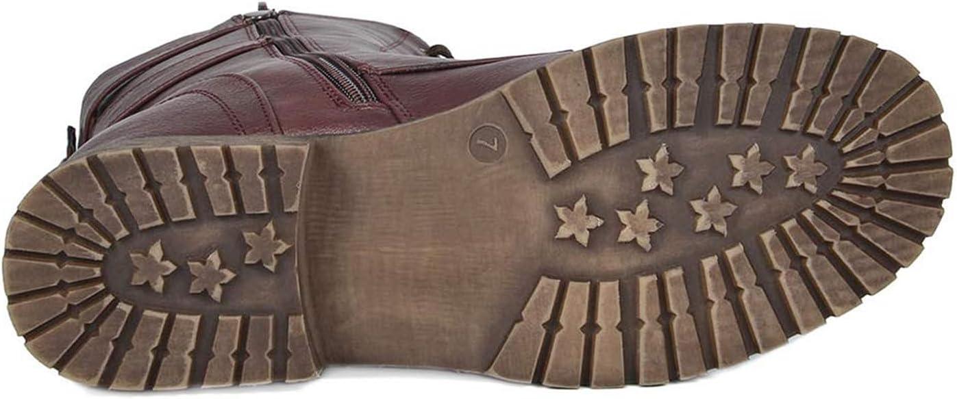 imageDREAM PAIRS Womens Mid Calf Builtin Wallet Pocket Lace up Military Combat BootsTerranburgundy
