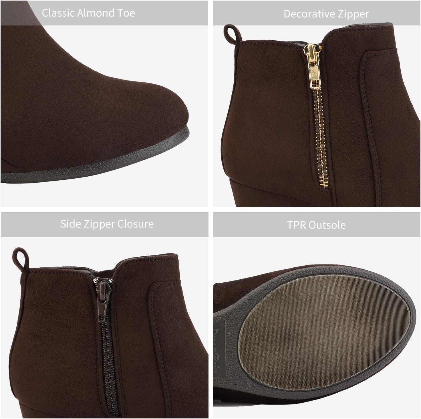 imageDREAM PAIRS Womens Suede Low Wedges Ankle BootsCoffeeSuede