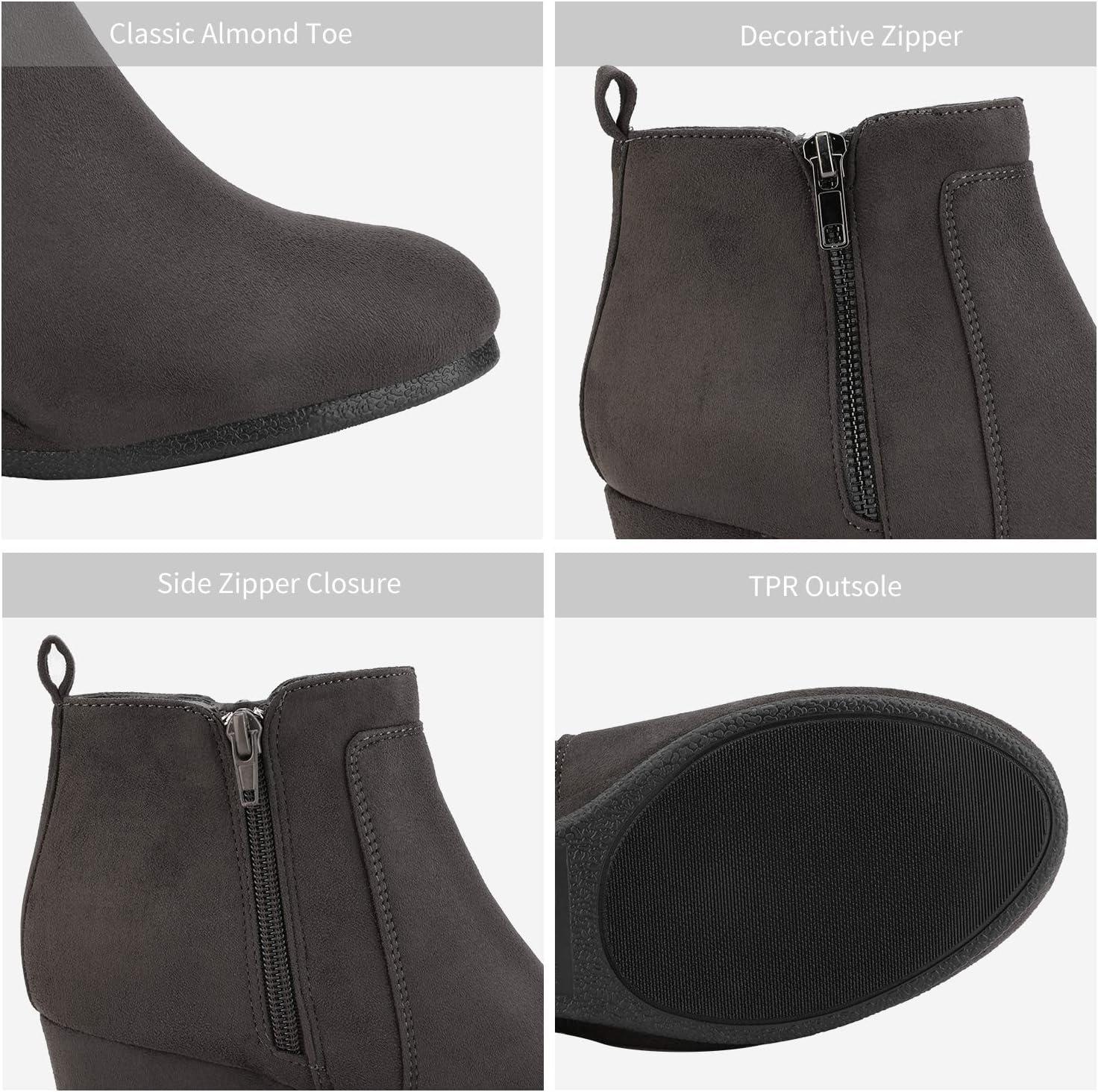 imageDREAM PAIRS Womens Suede Low Wedges Ankle BootsGreySuede