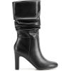 DREAM PAIRS Slouch Boots for Women Mid Calf, Women’s Fashion Almond Toe High Heel Fall Winter Dressy Boots(Black-pu)