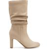 DREAM PAIRS Slouch Boots for Women Mid Calf, Women’s Fashion Almond Toe High Heel Fall Winter Dressy Boots(Sandy Beige-suede)